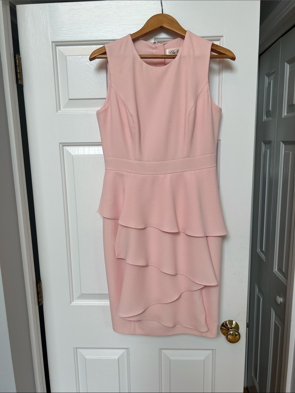 Eliza J Soft Pink Sleeveless Peplum Midi Dress